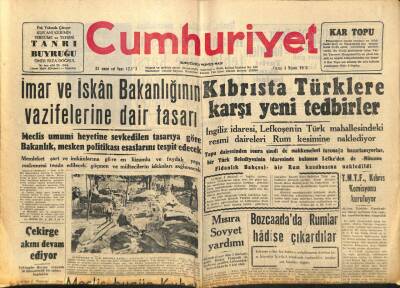 Cumhuriyet Gazetesi 4 Nisan 1958 - Boğaz Köprüsünün Hazırlıkları İlerliyor - Abruzzi Kruvazörü Limanımızda GZ98161 - 1
