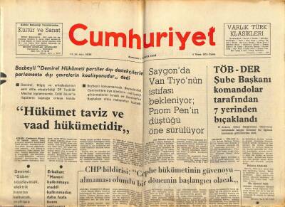 Cumhuriyet Gazetesi 4 Nisan 1975 - Saygonda Van Tiyönün İstifası Bekleniyor - 1