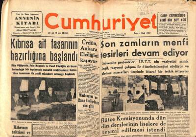 Cumhuriyet Gazetesi 4 Ocak 1957 - Batı Almanya Ağustosta Yeni Seçime Gidiyor GZ85265 - 1