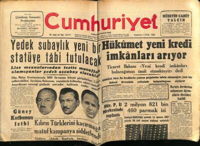 Cumhuriyet Gazetesi 4 Ocak 1958 - Hükümet Yeni Kredi İmkanları Arıyor GZ78059 - 1