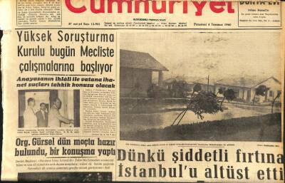 Cumhuriyet Gazetesi 4 Temmuz 1960 - Şiddetli Fırtına İstanbulu Alt Üst Etti GZ110019 - 1