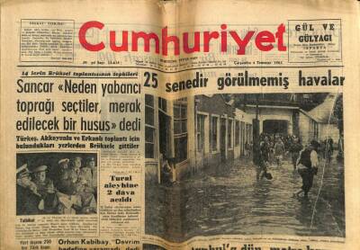 Cumhuriyet Gazetesi 4 Temmuz 1962 - Cezayirde 132 Yıllık Fransız Hakimiyeti Resmen Sona Erdi..Lale Oraloğlu Eşinden Ayrıldı GZ58954 - 1