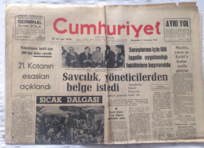 Cumhuriyet Gazetesi 4 Temmuz 1968 - Savcılık Yönecilerden Belge İstedi - GZ19294 - 1