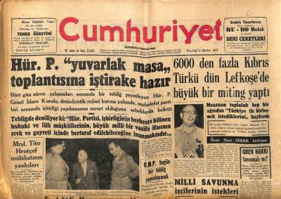 Cumhuriyet Gazetesi 5 Ağustos 1957 - 600den Fazla Kıbrıs Türkü Dün Lefkoşede Büyük Bir Miting Yaptı GZ96991 - 1