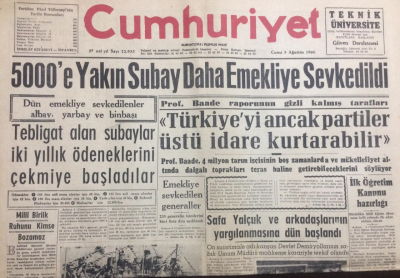 Cumhuriyet Gazetesi 5 Ağustos 1960 - 5000e Yakın Subay Daha Emekliye Sevkedildi - GZ12066 - 2