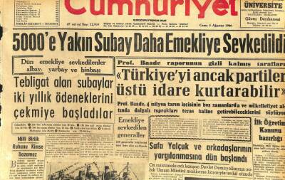 Cumhuriyet Gazetesi 5 Ağustos 1960 - 5000e Yakın Subay Emekliye Sevk Edildi GZ110042 - 1