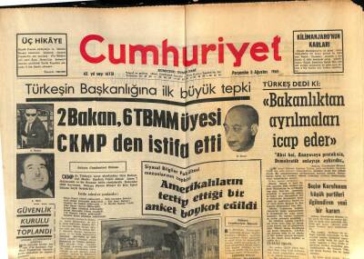 Cumhuriyet Gazetesi 5 Ağustos 1965 - Amerikalıların Tertip Ettiği Bir Anket Boykot Edildi GZ85546 - 1
