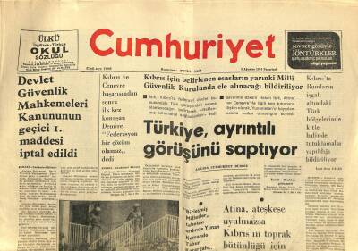 Cumhuriyet Gazetesi 5 Ağustos 1974 - Türkiye , Ayrıntılı Görüşünü Saptıyor - Pravda Cenevre Anlaşmasına Karşı Çıktı GZ117858 - 1