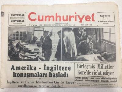 Cumhuriyet Gazetesi 5 Aralık 1950 - Amerika- İngiltere Konuşmaları Başladı GZ52563 - 1
