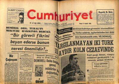 Cumhuriyet Gazetesi 5 Aralık 1965 - İki Türk 11 Aydır Köln Cezaevinde GZ78081 - 1