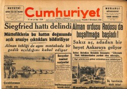Cumhuriyet Gazetesi 5 Birinciteşrin ( Ekim ) 1944 - Siegfried Hattı Delindi GZ69587 - 1