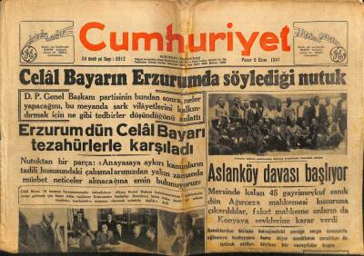 Cumhuriyet Gazetesi 5 Ekim 1947 - Aslanköy Davası Başladı GZ71497 - 1