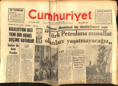 Cumhuriyet Gazetesi 5 Ekim 1965 - Demirel Tek Parti İktidarı İstiyor GZ88049 - 1