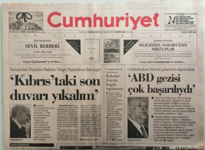 Cumhuriyet Gazetesi 5 Ekim 1999 Yunanistan Dış İşleri Bakanı Yorgo Papandreudan Çağrı -GZ37983 - 1