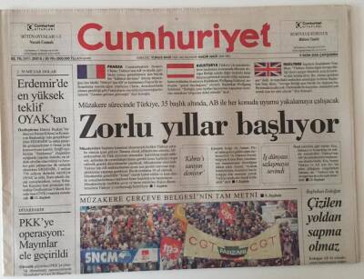 Cumhuriyet Gazetesi 5 Ekim 2005 - Zorlu Yıllar Başlıyor GZ25056 - 1