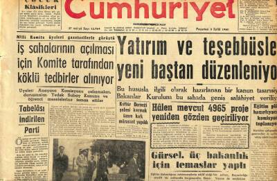 Cumhuriyet Gazetesi 5 Eylül 1960 - Yatırım Ve Teşebbüsler Yeniden Düzenleniyor GZ110089 - 1