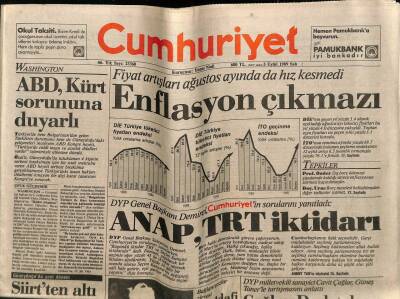 Cumhuriyet Gazetesi 5 Eylül 1989 - ABD Kürt Sorununa Duyarlı GZ56811 - 1