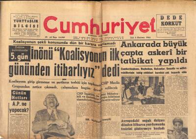 Cumhuriyet Gazetesi 5 Haziran 1962 - New York Timesın Bir Görüşü - Ankarada Büyük Çapta Askeri Bir Tatbikat Yapıldı GZ118395 - 1