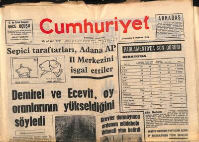 Cumhuriyet Gazetesi 5 Haziran 1968 - Demirel Ve Ecevit , Oy Oranlarının Yükseldiğini Söyledi GZ85003 - 1