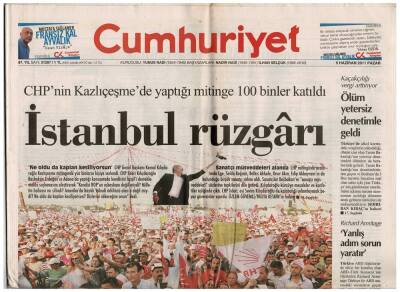 Cumhuriyet Gazetesi 5 Haziran 2011 - CHPnin Kazlıçeşmede Yaptığı Mitinge 100 Binler Katıldı GZ48073 - 1