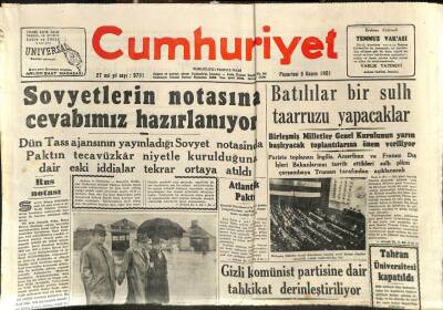 Cumhuriyet Gazetesi - 5 Kasım 1951 - Sovyetlerin Notasına Cevabımız Hazırlanıyor GZ110258 - 1
