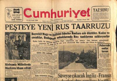 Cumhuriyet Gazetesi 5 Kasım 1956 - Birleşmiş Milletlerde Moskova İtham Edildi GZ85376 - 1