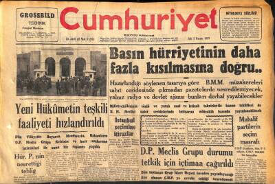 Cumhuriyet Gazetesi 5 Kasım 1957 - İkinci Rus Suni Peyki Bu Akşam Türkiyeden Geçecek - İstanbul Seçimine İtirazlar GZ119697 - 1