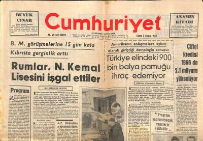 Cumhuriyet Gazetesi 5 Kasım 1965 - Türkiye Elindeki 900 Bin Balya Pamuğu İhraç Edemiyor GZ105644 - 1