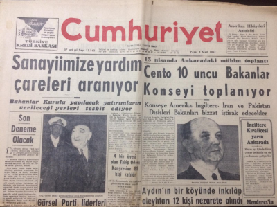 Cumhuriyet Gazetesi 5 Mart 1961 - Sanayimize Yardım Çareleri Aranıyor - GZ12604 - 2
