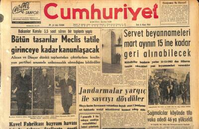Cumhuriyet Gazetesi 5 Mart 1963 - Koraltan Hastahaneye Kaldırıldı - Kavel Fabrikası Bayram Havası İçinde Tekrar Faaliyete Geçti GZ120533 - 1