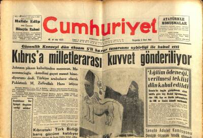 Cumhuriyet Gazetesi 5 Mart 1964 - Kıbrısa Milletlerarası Kuvvet Gönderiliyor GZ80307 - 1