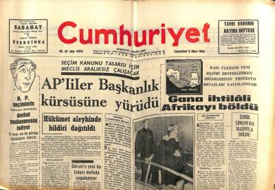 Cumhuriyet Gazetesi 5 Mart 1966 - Gana İhtilali Afrikayı Böldü GZ103074 - 1