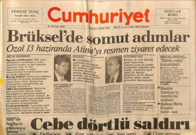 Cumhuriyet Gazetesi 5 Mart 1988 - Rumlar Denktaşın Önerilerini Reddetti - Balkan Barış Koşusu Yarın GZ85095 - 1