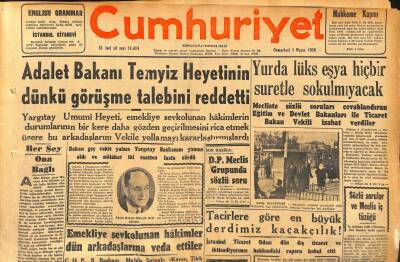 Cumhuriyet Gazetesi 5 Mayıs 1956 - Yurda Lüks Eşya Hiçbir Suretle Sokulmayacak - Romayı Su Bastı GZ119779 - 1