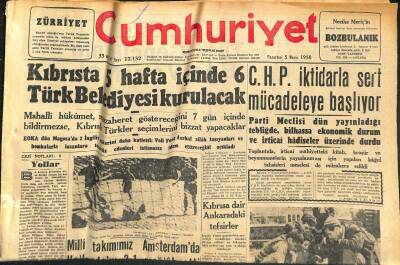 Cumhuriyet Gazetesi 5 Mayıs 1958 - Kazlıçeşmede Dün Bir Fabrika Yandı - NATO Dış Bakanları Bugün Toplanıyorlar GZ120426 - 1