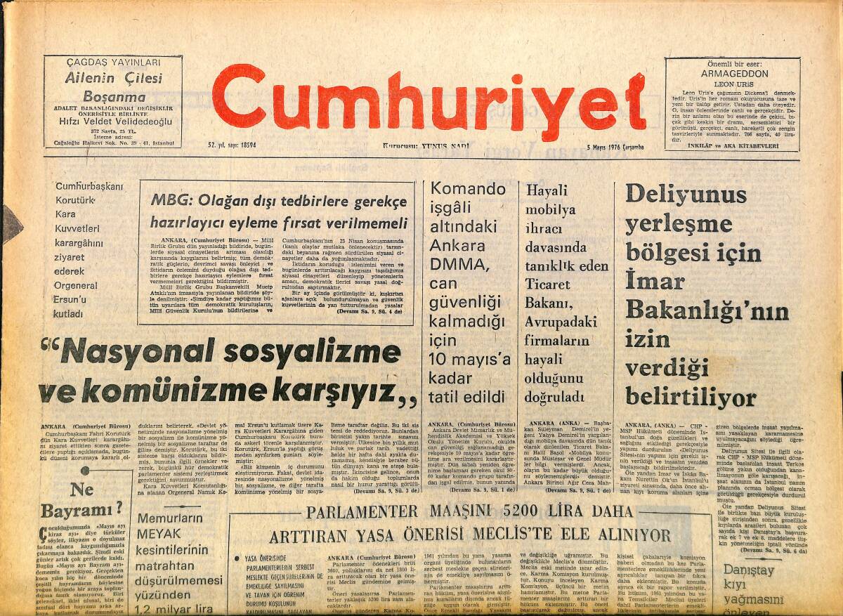 Cumhuriyet Gazetesi 5 Mayıs 1976 - Milyarder Hughes'a 4 Lira Borç Verdiğini Öne Sürenlerin Sayısı Artıyor GZ161089 - 1