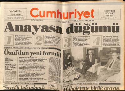 Cumhuriyet Gazetesi 5 Mayıs 1987 - Anayasa Düğümü GZ55511 - 1