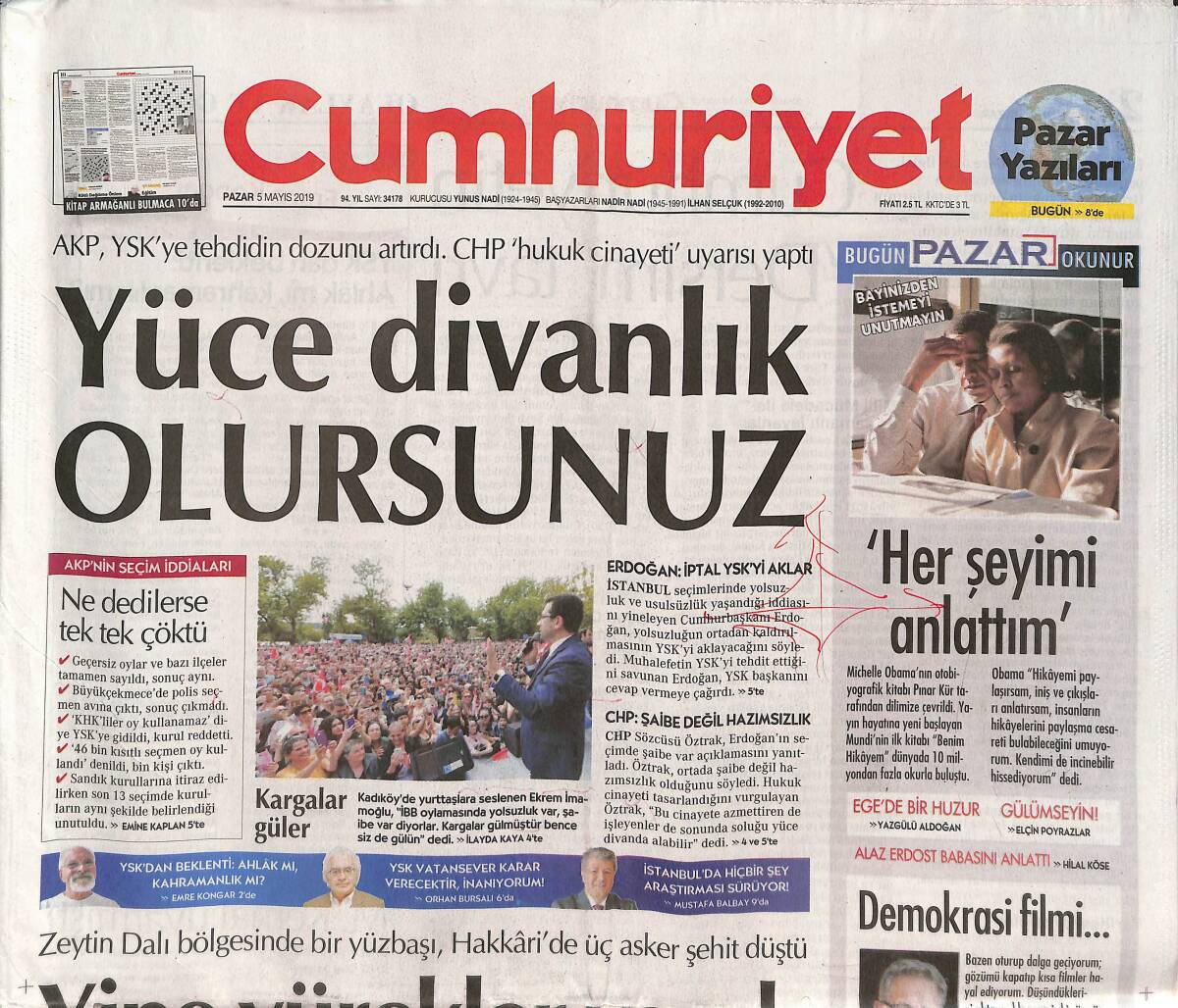 Cumhuriyet Gazetesi 5 Mayıs 2018 - Kültür Solda İktidar Sağda - Yeni Kuşak Yeter Diyor GZ135481 - 1