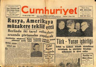 Cumhuriyet Gazetesi - 5 Nisan 1948 - Rusya Amerikaya Müzakere Teklif Etti GZ99440 - 1