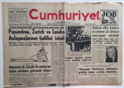 Cumhuriyet Gazetesi 5 Nisan 1964- Papandreu , Zurich Ve Londra Anlaşmalarının Tadilini İstedi GZ6428 - 1