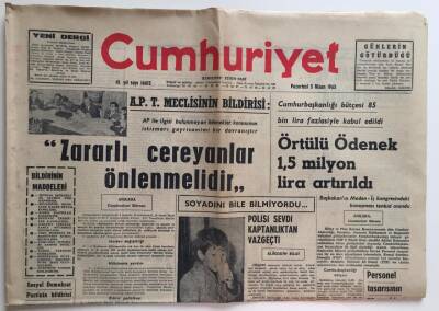 Cumhuriyet Gazetesi 5 Nisan 1965-3 Yılda 42 Bin Maden İşçisi Kazaya Uğradı GZ6438 - 1