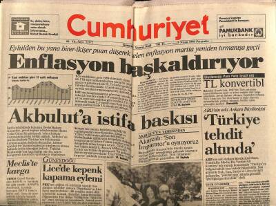 Cumhuriyet Gazetesi 5 Nisan 1990 - Saddamın Tehdidinden Sonra İsrailde Halka Gaz Maskesi Dağıtılması Önerildi GZ69674 - 2