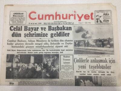 Cumhuriyet Gazetesi 5 Ocak 1951 - Çinlilerle Anlaşmak İçin Teşebbüsler GZ52661 - 1
