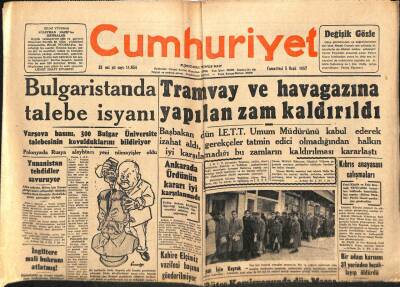 Cumhuriyet Gazetesi 5 Ocak 1957 - Ankarada 6 Katlı Muazzam Bir Bina Raylar Üstünde Geri Çekildi GZ85266 - 1