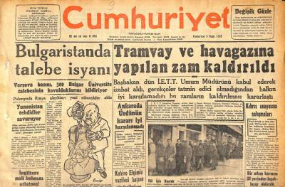 Cumhuriyet Gazetesi 5 Ocak 1957 - Tramvay Ve Havagazına Yapılan Zam Kaldırıldı - Kıbrıs Anayasası Çalışmaları GZ120236 - 1