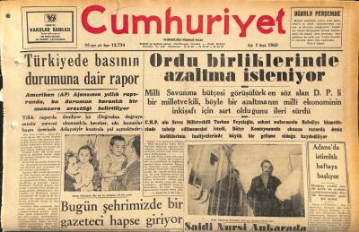 Cumhuriyet Gazetesi 5 Ocak 1960 - Irakta , İran Kraliçesine de Dil Uzatıldı - Ordu Birliklerinde Azaltma İsteniyor GZ119959 - 1