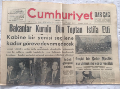 Cumhuriyet Gazetesi 5 Ocak 1961 - Bakanlar Kurulu Dün Toptan İstifa Etti - GZ19370 - 1