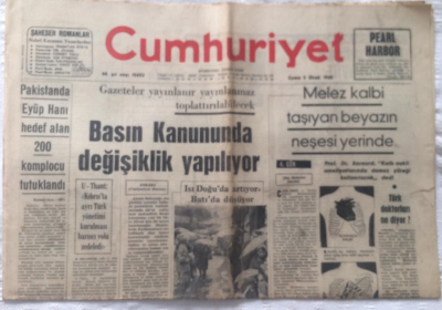Cumhuriyet Gazetesi 5 Ocak 1968 - Basın Kanununda Değişiklik Yapılıyor - Rumların Gönlü Yok - GZ19276 - 1