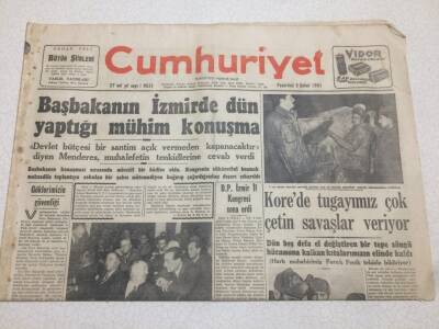 Cumhuriyet Gazetesi 5 Şubat 1951 - Başbakanın İzmirde Yaptığı Mühim Konuşma GZ52589 - 1