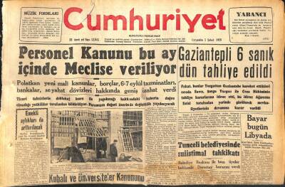 Cumhuriyet Gazetesi 5 Şubat 1958 - Yemen Birleşik Arap Devletine İştirak Edecek - Personel Kanunu Bu Ay İçinde Meclise Veriliyor GZ120385 - 1